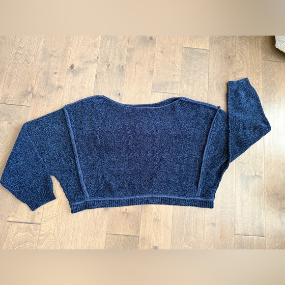 ALTAR’D STATE Women's Cropped Boat Neck Navy Sweater Size Medium, NWOT - Picture 2 of 9
